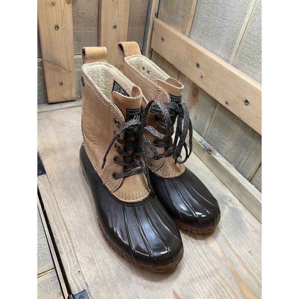 G H Bass Beige Brown Leather Lace Up Waterproof Duck Boots US6 - Picture 2 of 9